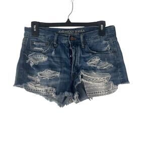 American‎ Eagle Size 6 Vintage Hi Rise Festival Button Fly Cut Off Shorts